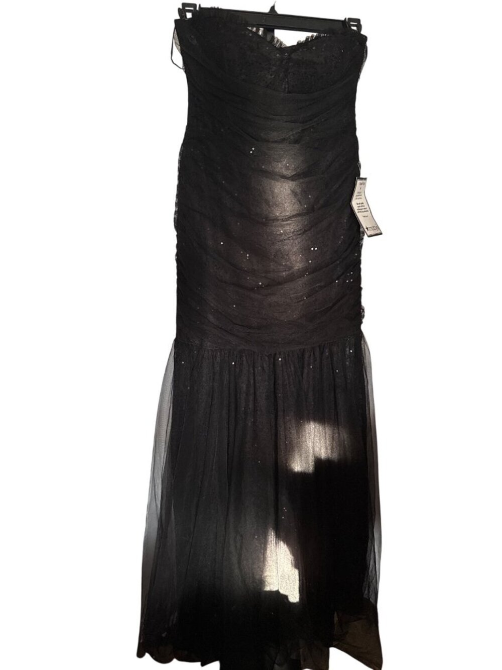 NWT Betsy & Adam Sequined Lace Corset Gown Black Size 12 - Picture 5 of 11